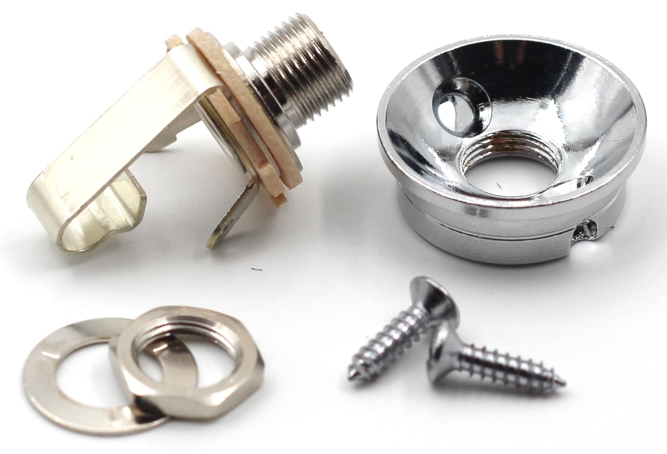 Electrosocket Jack Plate for Telecasters – Polished Chrome Finish + Switchcraft J11 Mono Jack