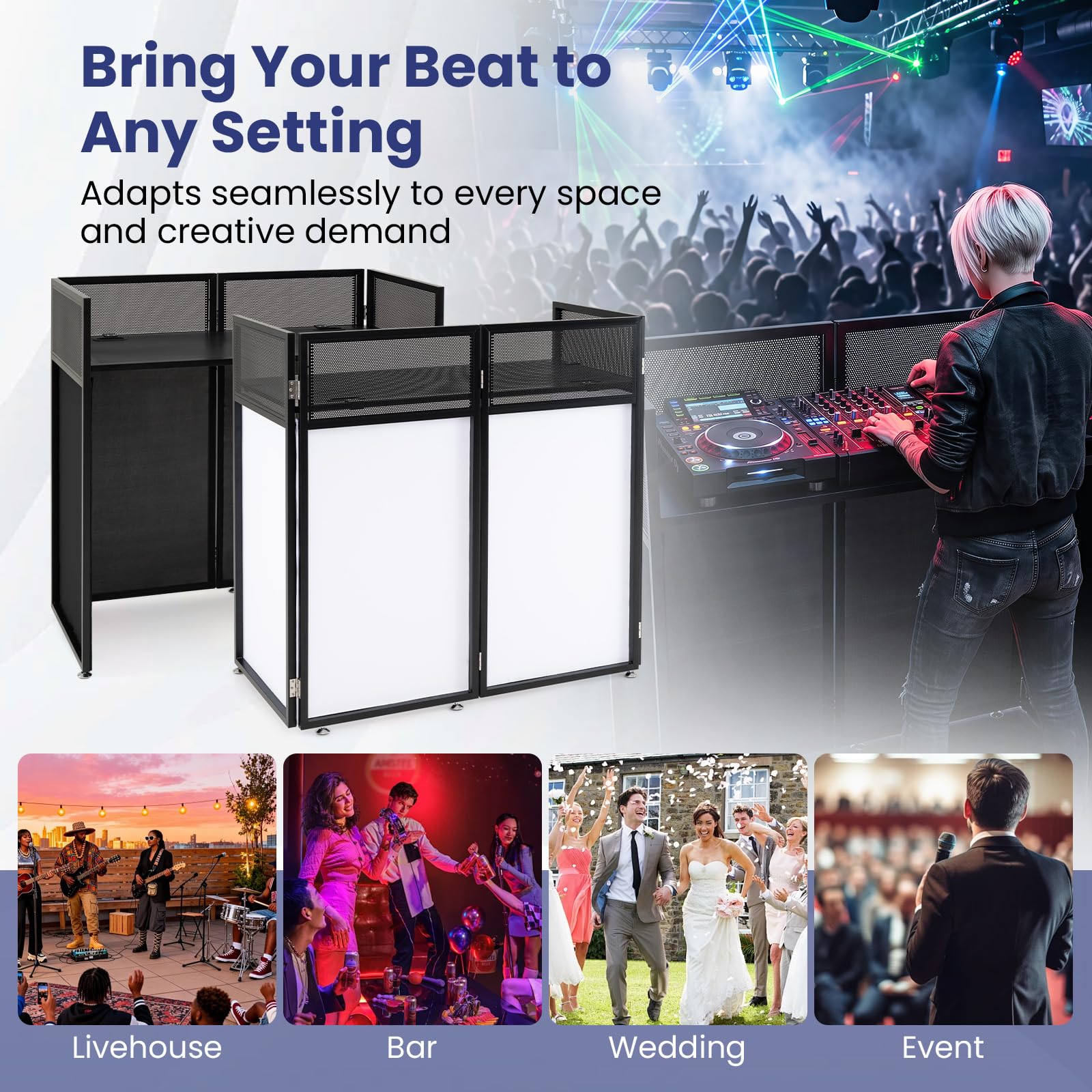 Goplus Portable DJ Facade Booth with Scrims & Carrying Bag (Standard)