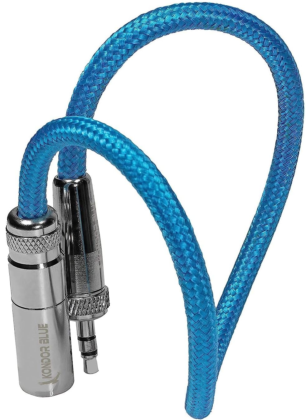 KONDOR BLUE | 12 Inch Mini XLR (TA3) 3-Pin to 3.5mm TRS Locking Adapter Cable | for Compatible Lavalier Mics & Wireless Receivers, Nylon Braided, Reinforced Connectors | Blue