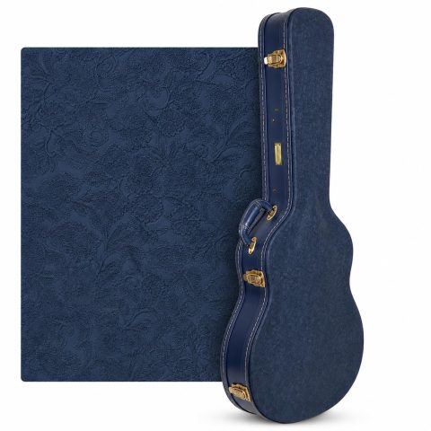 Crossrock Relief Series 335 Guitar Case for ES-335 & Semi-Hollow Electric Guitars | Carved Ocean Blue Finish, Deep Scarlett Velvet Interior, Lock (CRW630SAOB)