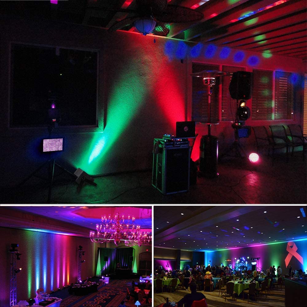 MOSFiATA Par Lights 2 Pack, RGB 36 LED Stage Light Sound Activated DMX Control, 7 Modes Uplighting with Remote Control Stage Lighting, DJ Party Light for Club KTV Disco Party(2 Pack)