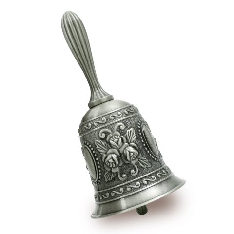 HOKPA Hand Bell, Call Bell Wedding Bells for Restaurant Service Bell Bar Jingle Wedding Classroom Church School Classroom Alarm and Home Decoration (Tin Color)