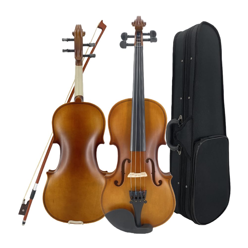 Vetimobato Handmade 1/2 Violin Set – Matte Finish Body Maple Neck Solid Wood Fittings Complete Kit with Case Bow Shoulder Rest, Strings for Beginners to Intermediate Players (1/2)
