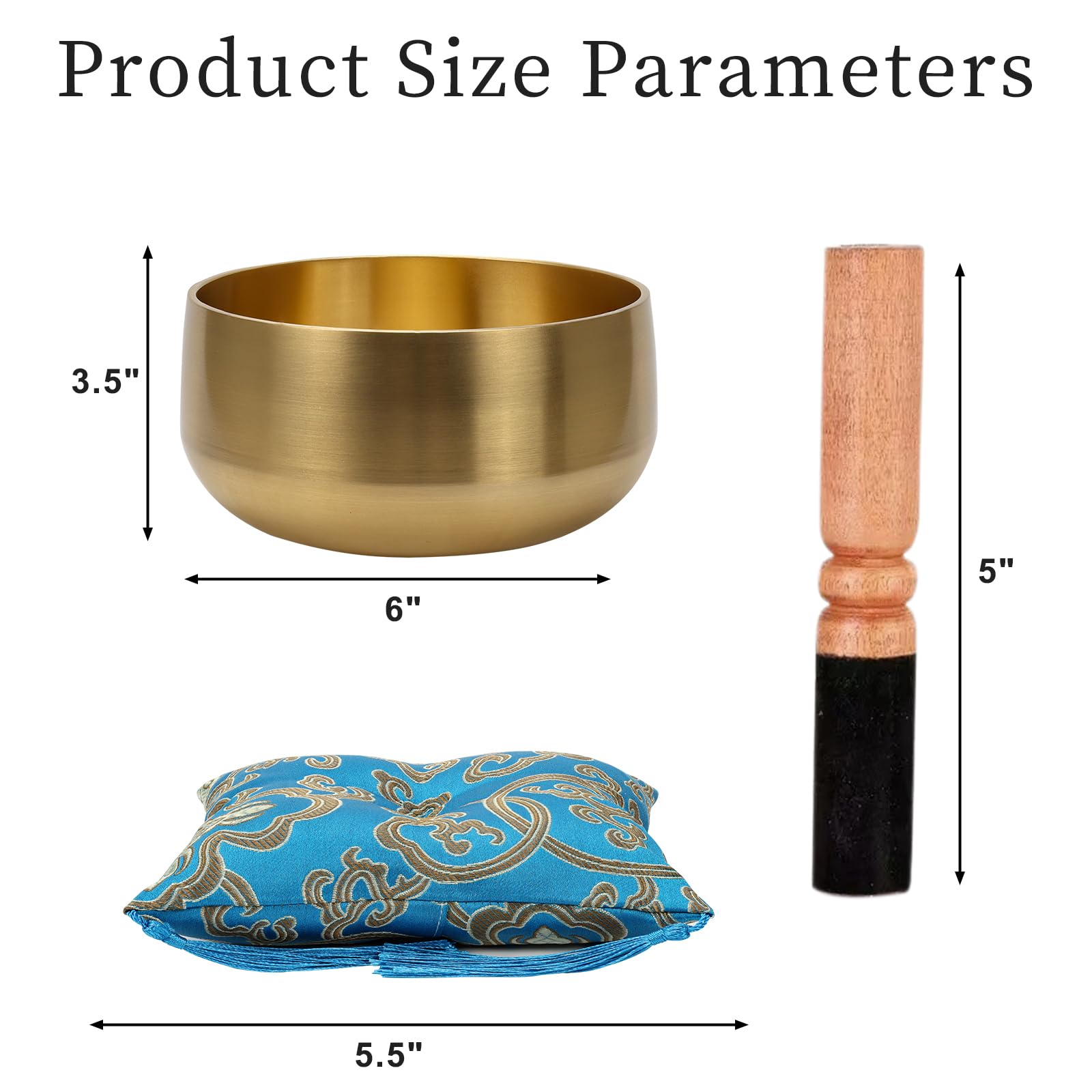 Tibetan Singing Bowl, 6-Inch Sound Bowl Meditation Set