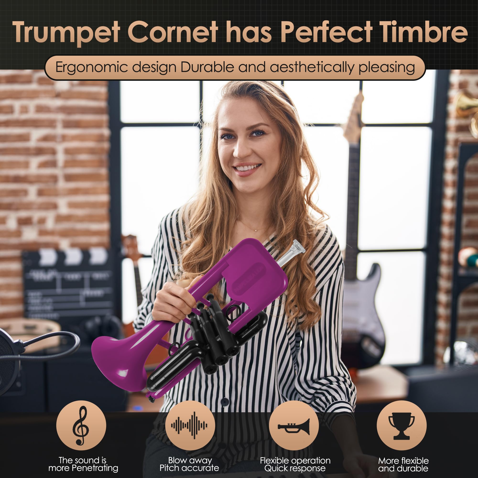 PAMPET SEA LION Plastic Bb Trumpet for Advanced Student Beginner Purple