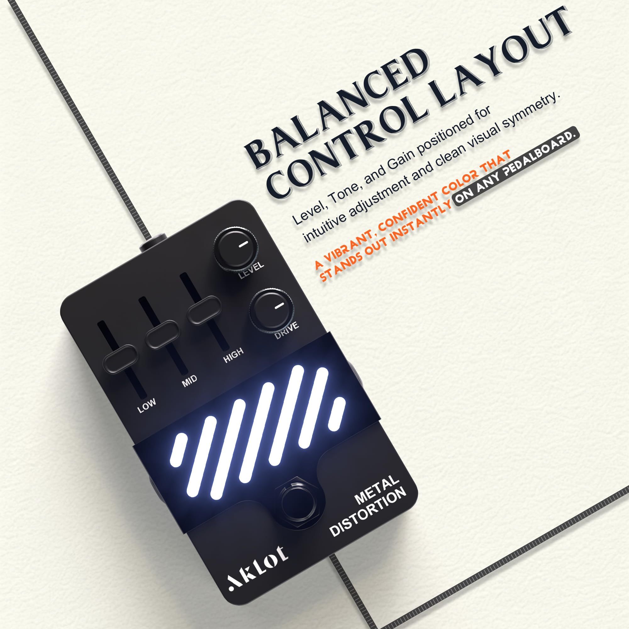 AKLOT 7-Band Equalizer Guitar Pedal: Precise Frequency Shaping, (100Hz 200Hz 400Hz 800Hz 1.6kHz 3.2kHz), Compact Mini Electric EQ Guitar Pedal with True Bypass, NEON Spectrum