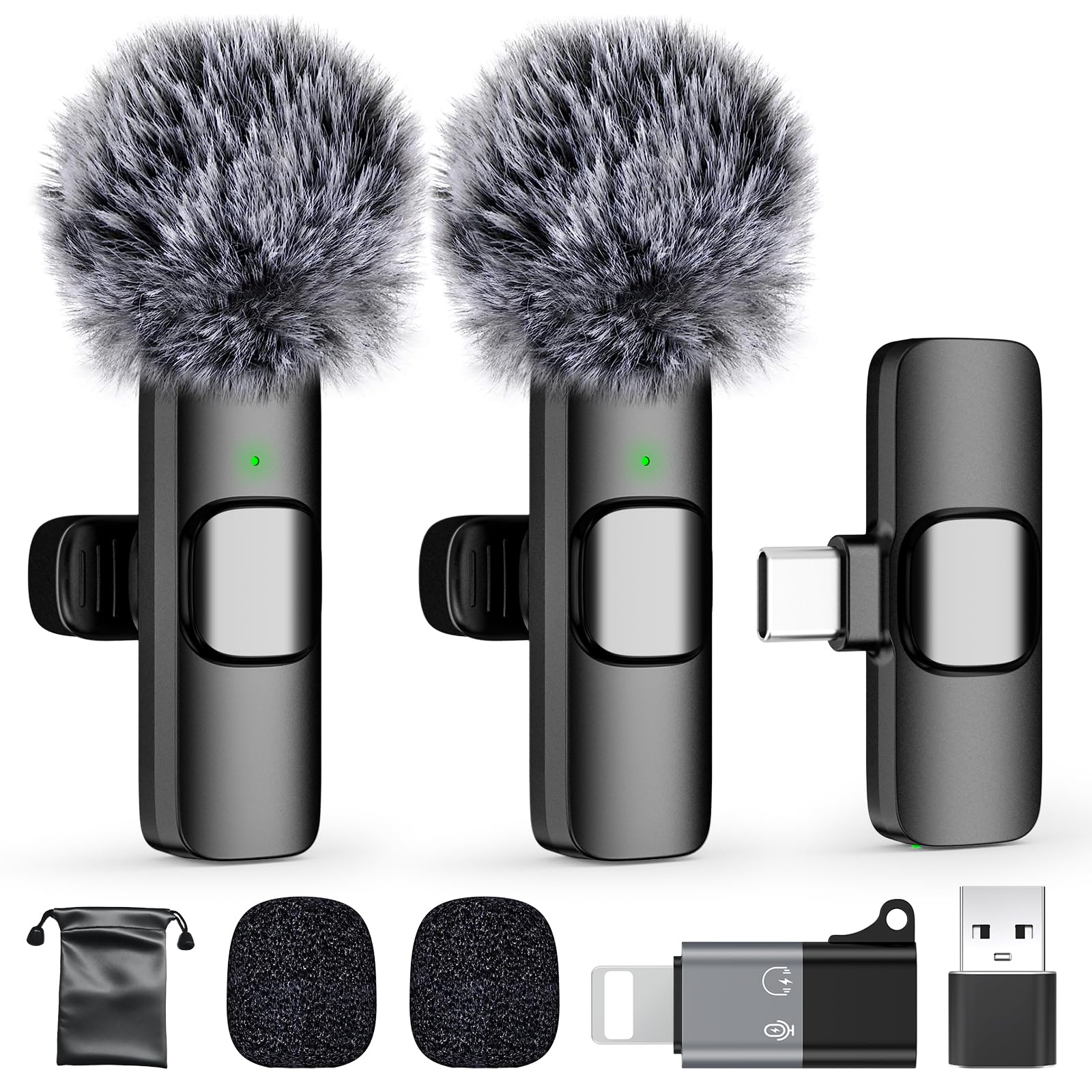 PoP voice Mini Wireless Lavalier Microphone for iPhone 17 16 15 & Android,Noise Cancellation,48KHz 16-Bit,24H Battery Life with Charging Case for Video Recording Podcast, Tiktok, Vlogging