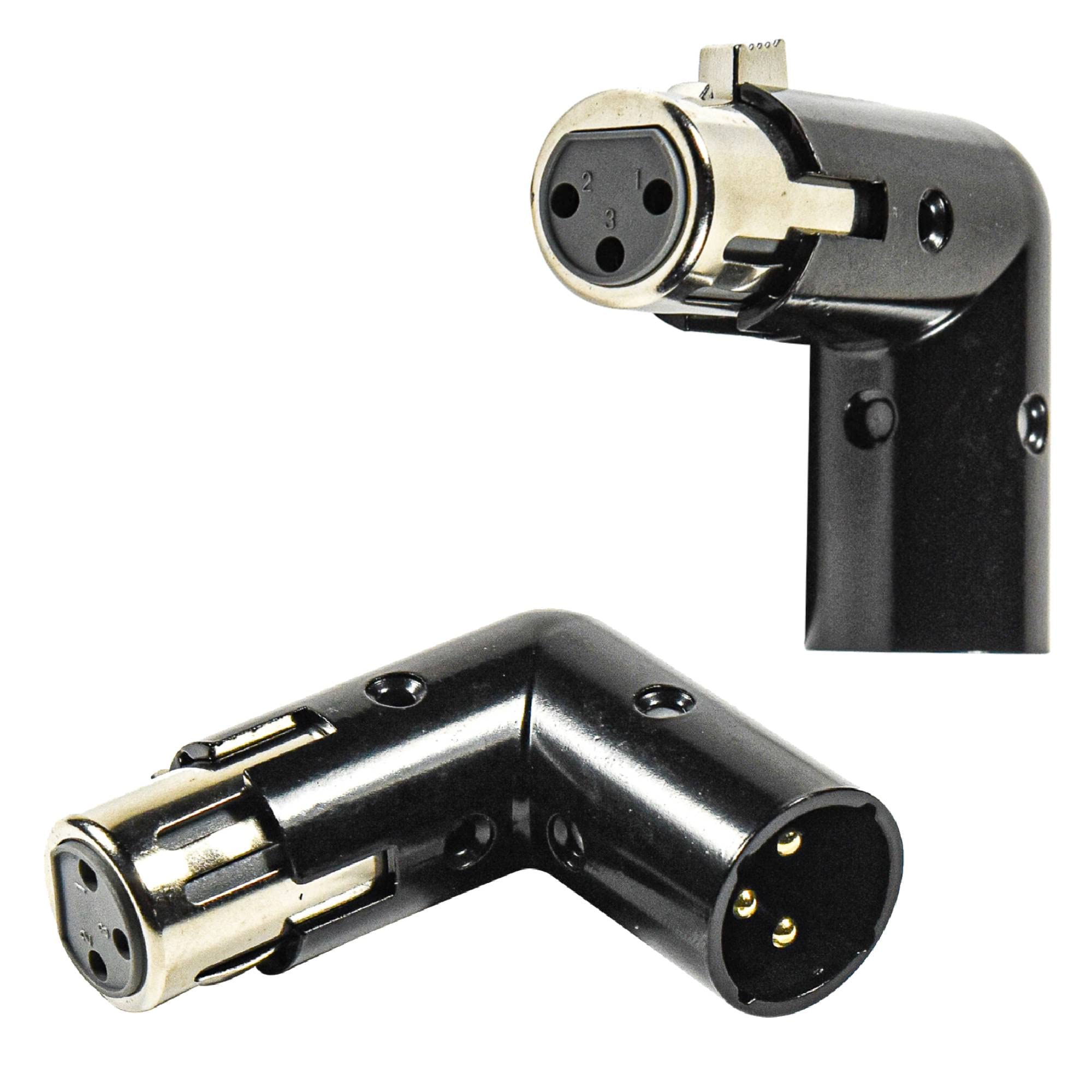 HQRP 2-Pack 3-Pin XLR Angle Adapter Dual Male & Female with 4 Adjustable Angle Positions Right Left and 90 Degree, Compatible with Mixers that Interfere with Other Applications, 3-Pin Connector