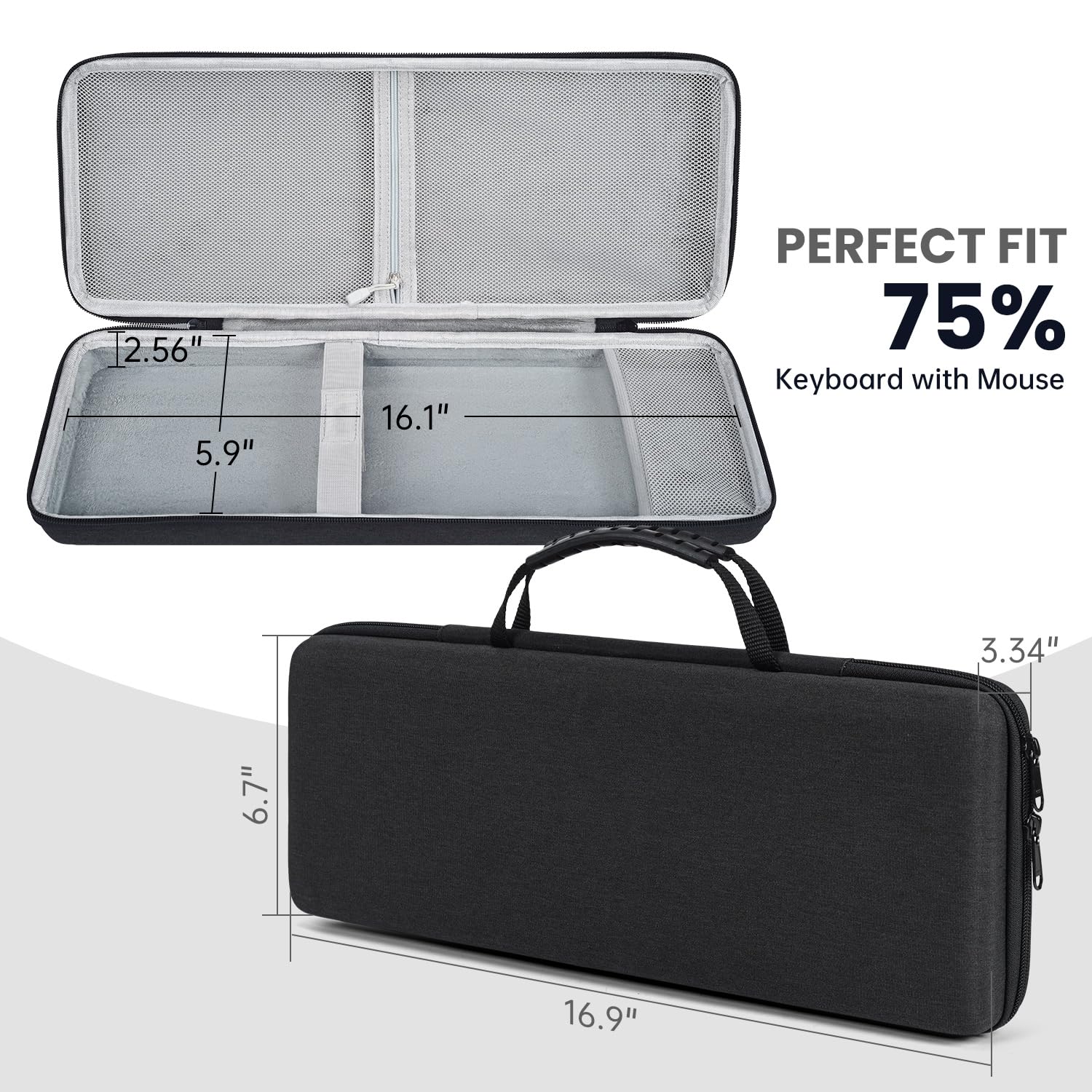 84-Key Keyboard Case, 75% Gaming Hard Shell Travel Carrying Bag for AULA F75 Pro/ F75, Kisnt KN85, Keychron K2, Redragon K673 PRO, Keyboard and Mouse Combo Case