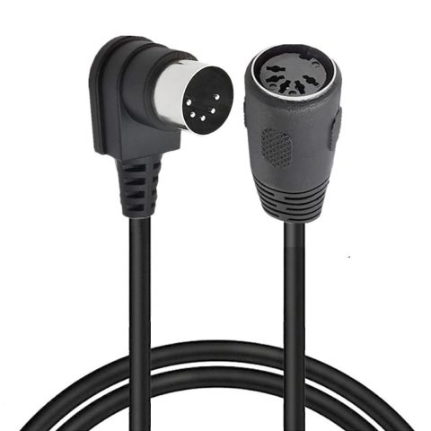 MIDI 5-Pin DIN 90 Degree Male Plug to Female Socket Audio MIDI/AT Cable