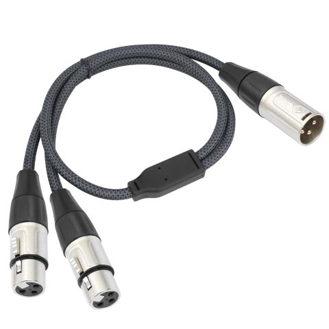 XLR Splitter Cable, Devianl XLR y Splitter 2 Female to 1 Male, Balanced Dual Female to Male Microphone Cord Adapter Combiner, 5 FT, 2 Pack