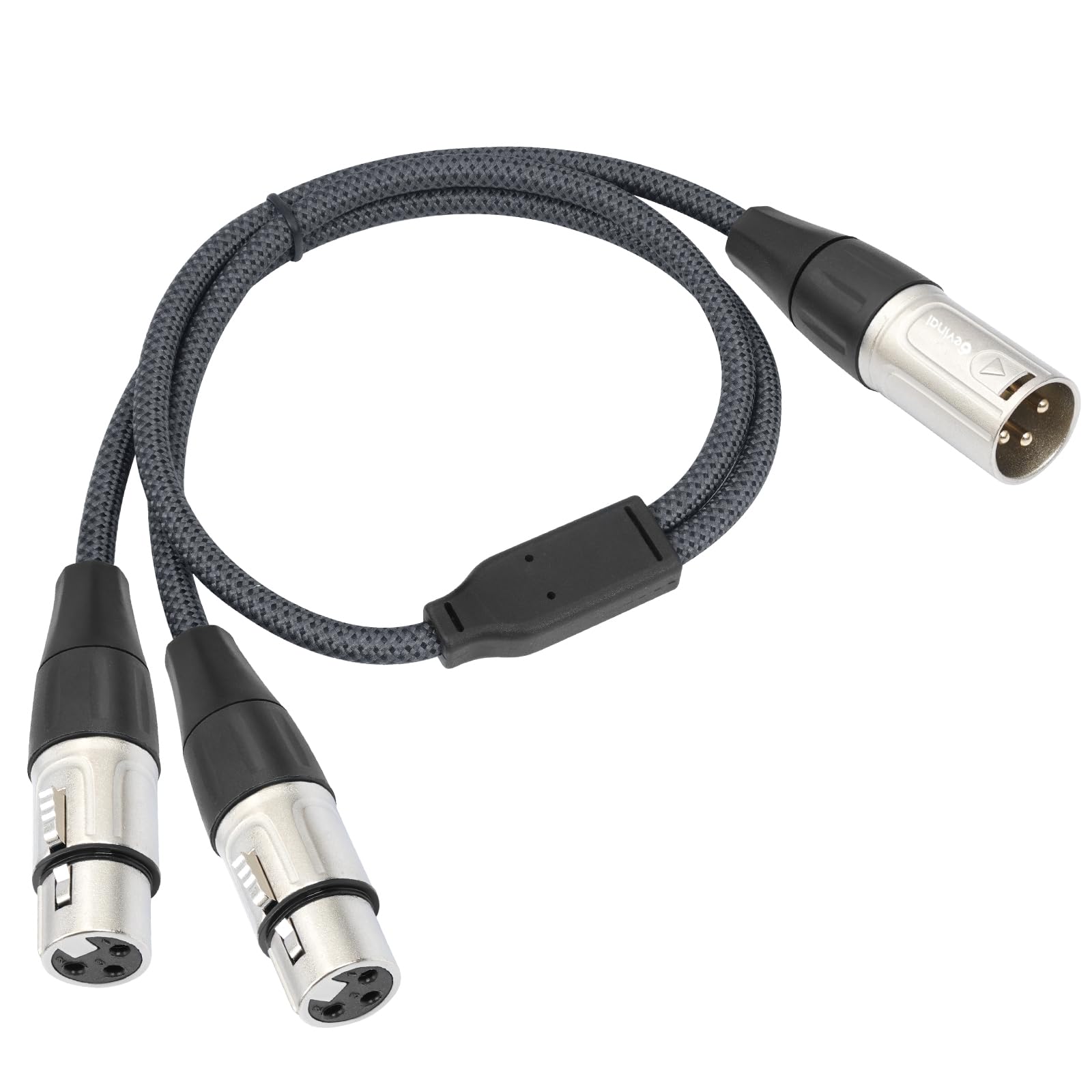 XLR Splitter Cable, Devianl XLR y Splitter 2 Female to 1 Male, Balanced Dual Female to Male Microphone Cord Adapter Combiner, 5 FT, 2 Pack
