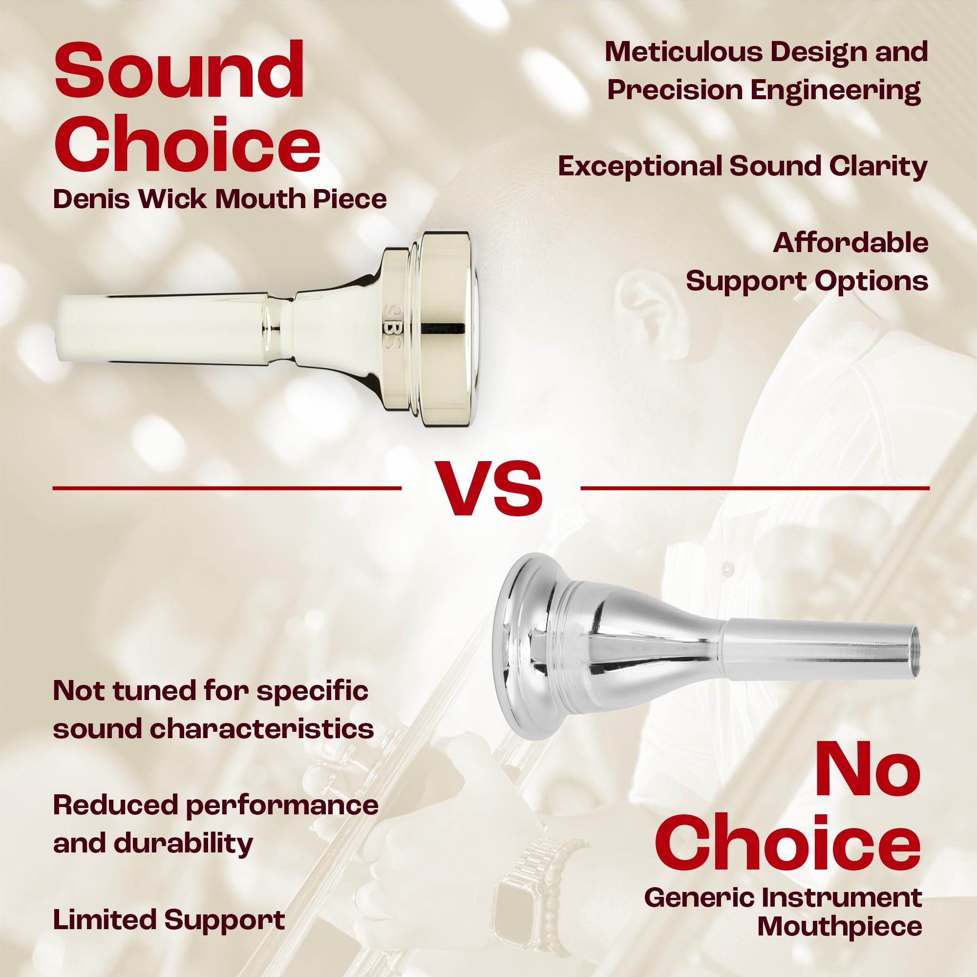 Denis Wick Classic Trombone Mouthpiece Silver Plated, 5880-9BS – Barrel Backbore for Balanced Airflow & Tone – Large Shank Fitting Euphonium Accessories for Easy Articulation