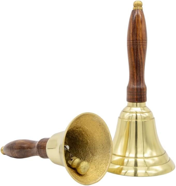 Engravable Solid Brass School Bell and Teacher Handbell (X-Large, Engraved)