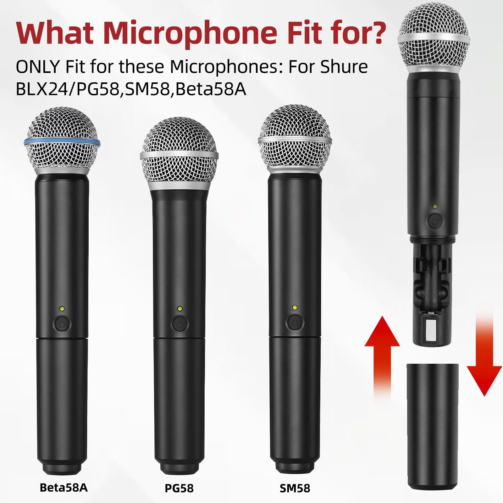 YIBEICO 2Pack Battery Cover Replacement for Shure BLX24/PG58,SM58,Beta58A