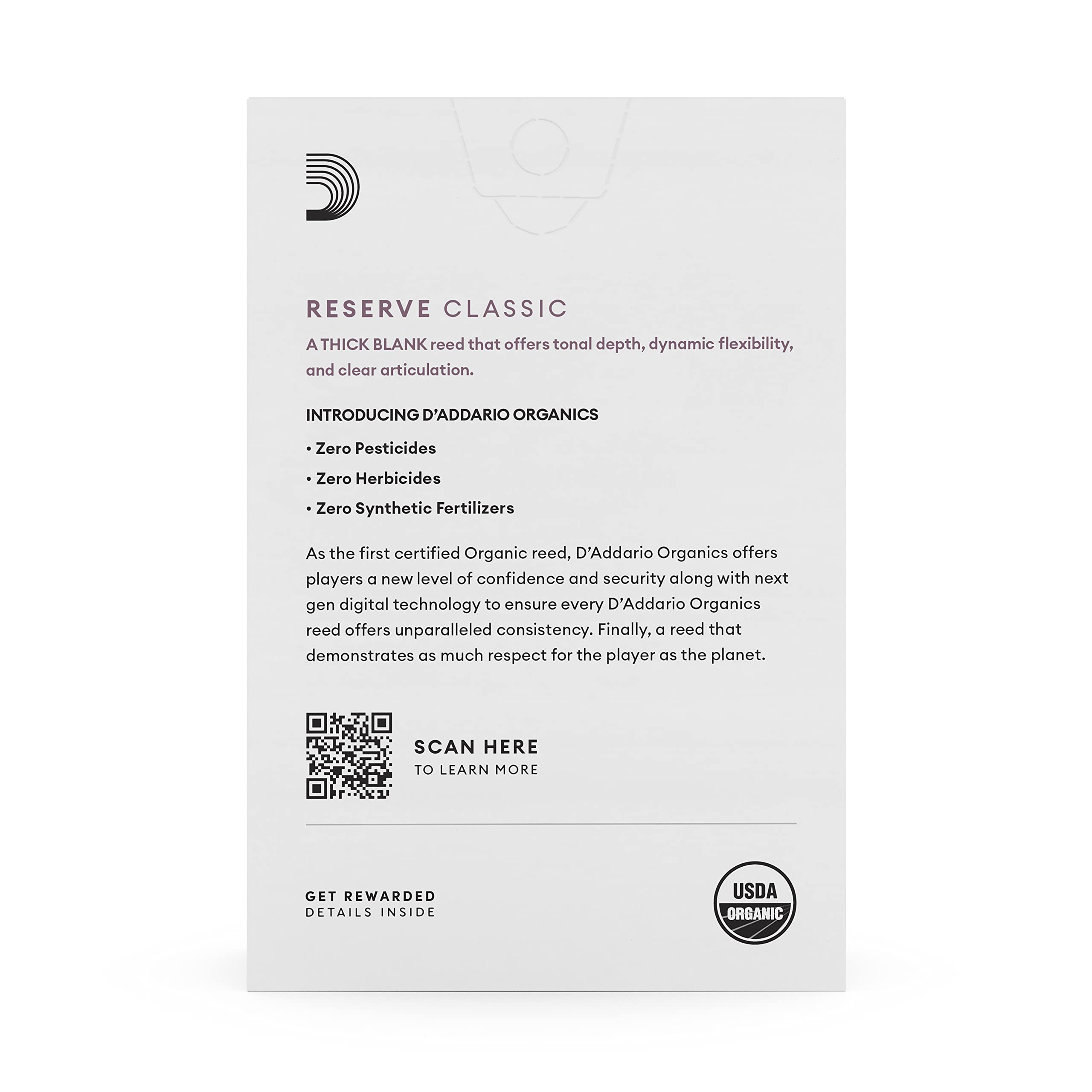 D’Addario ODCE1050 Organic Reserve Evolution Bb Clarinet Reeds – Reeds for Clarinet – Individually Sealed – 5.0 Strength, 10 Pack