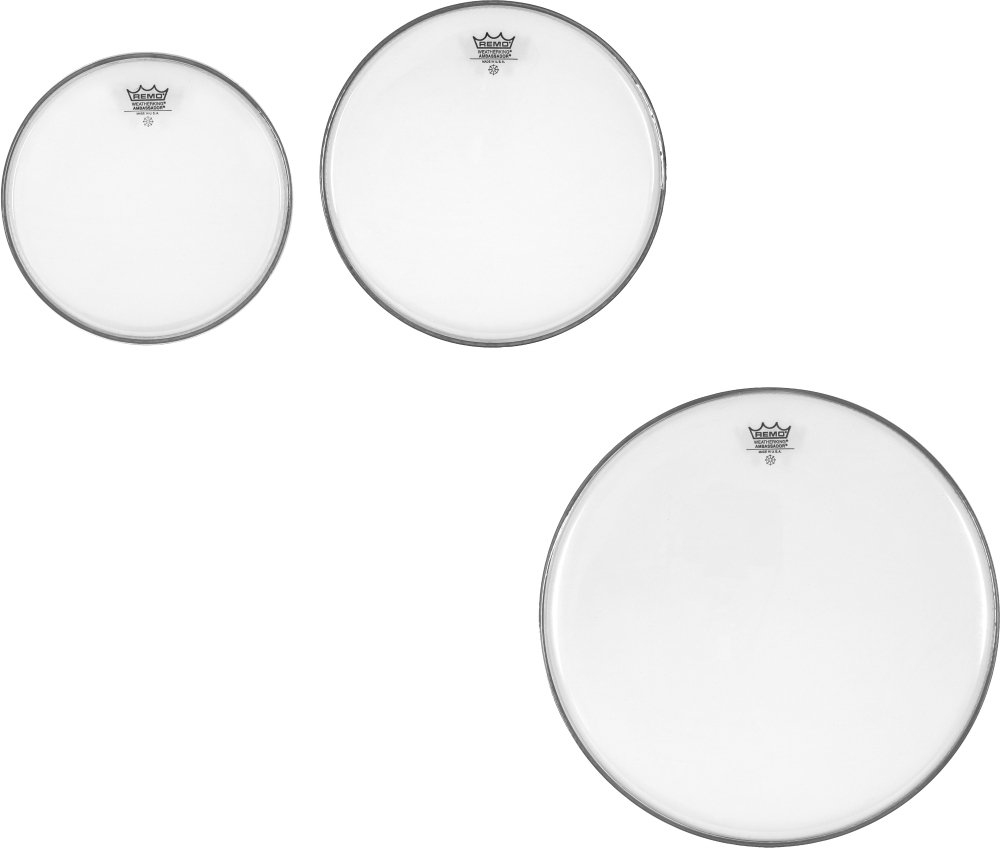 Remo PP-1380-BA Ambassador Clear Tom Drumhead Pack – 10″, 12″ & 16″