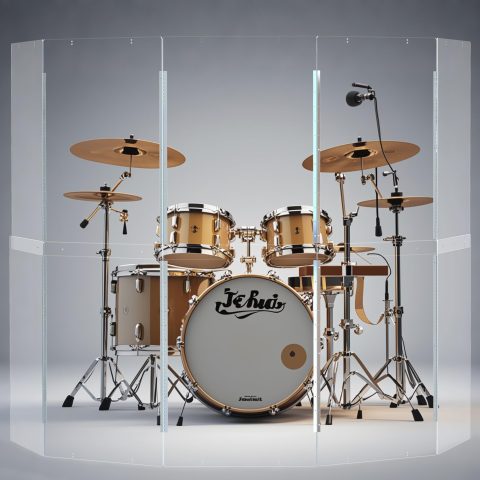 Portable Drum Shield | 5 Panels 2ft x 5ft | Factory-Installed Full-Length Stainless Steel Hinges | Acrylic Drum Sound Barrier | Cage for Church & Home Use (5 Panels)
