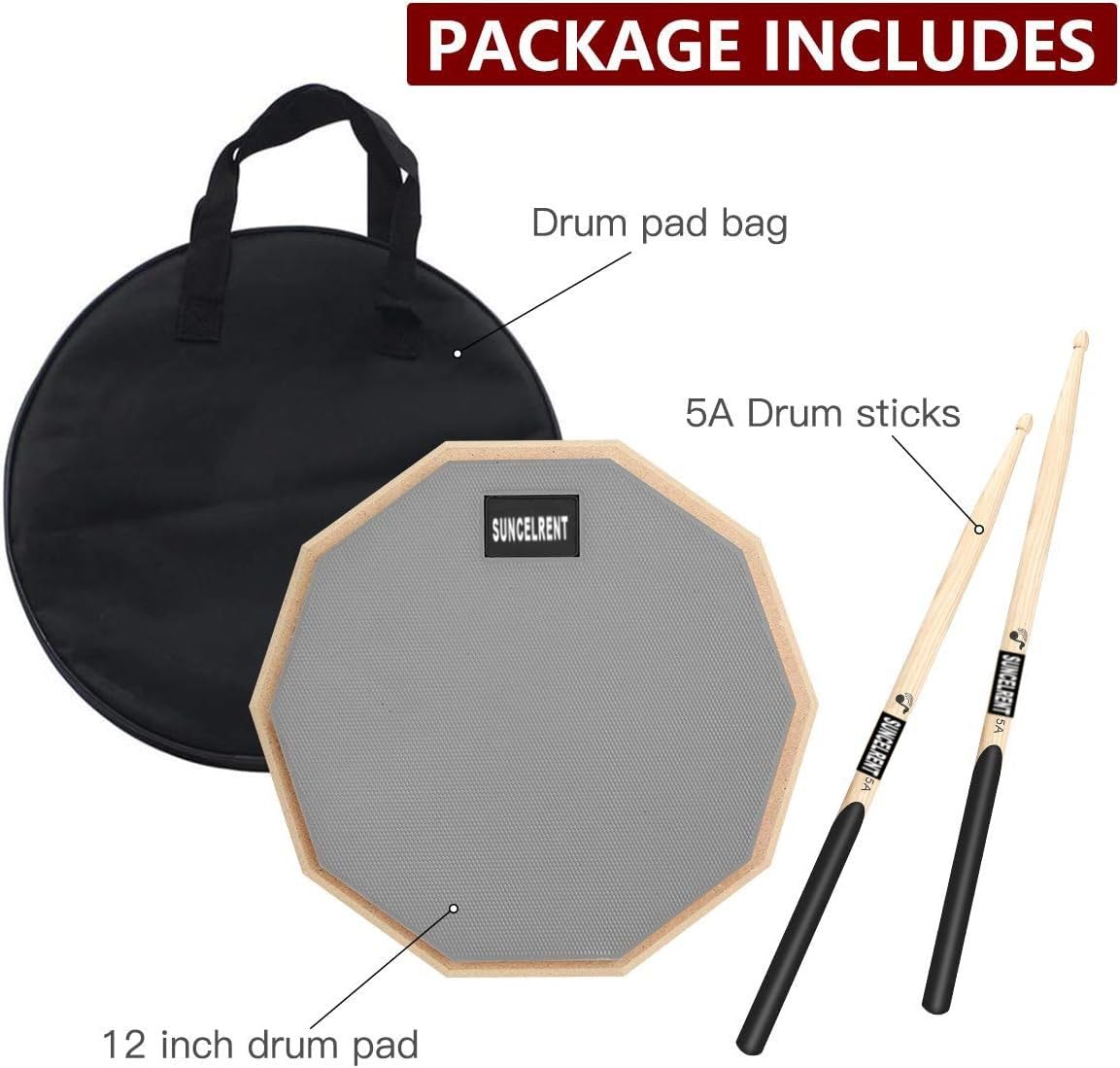SUNCELRENT Silent Drum Pad, 8 or 12 Inch