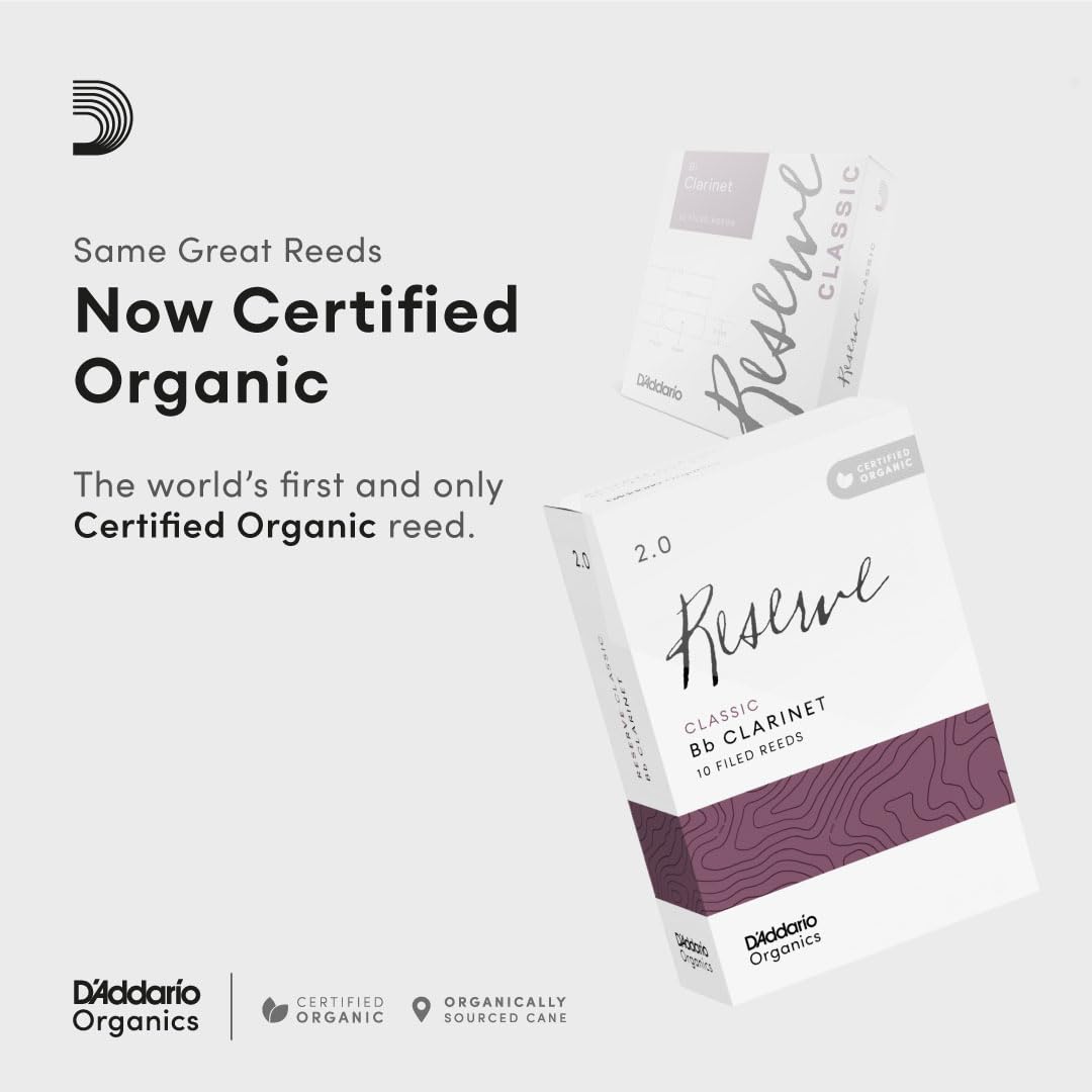 D’Addario ODCE0325 Organic Reserve Evolution Bb Clarinet Reeds – Reeds for Clarinet – Individually Sealed – 2.5 Strength, 3 Pack