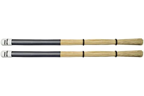 ProMark Broomsticks – Hybrid of Drum Brushes and ProMark Rods – Adjustable O-Rings for Control of Bristle Spread – Handmade from Real Broomcorn – Medium – 1 Pair
