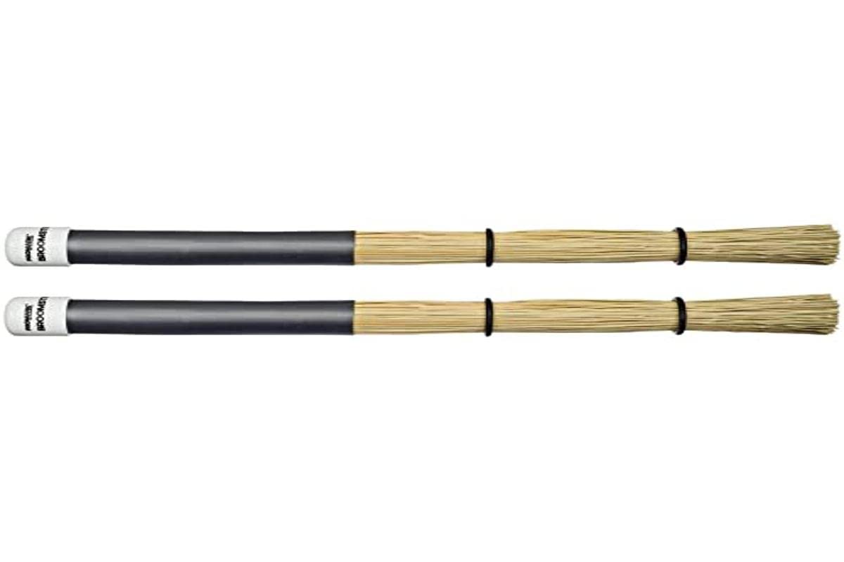 ProMark Broomsticks – Hybrid of Drum Brushes and ProMark Rods – Adjustable O-Rings for Control of Bristle Spread – Handmade from Real Broomcorn – Medium – 1 Pair