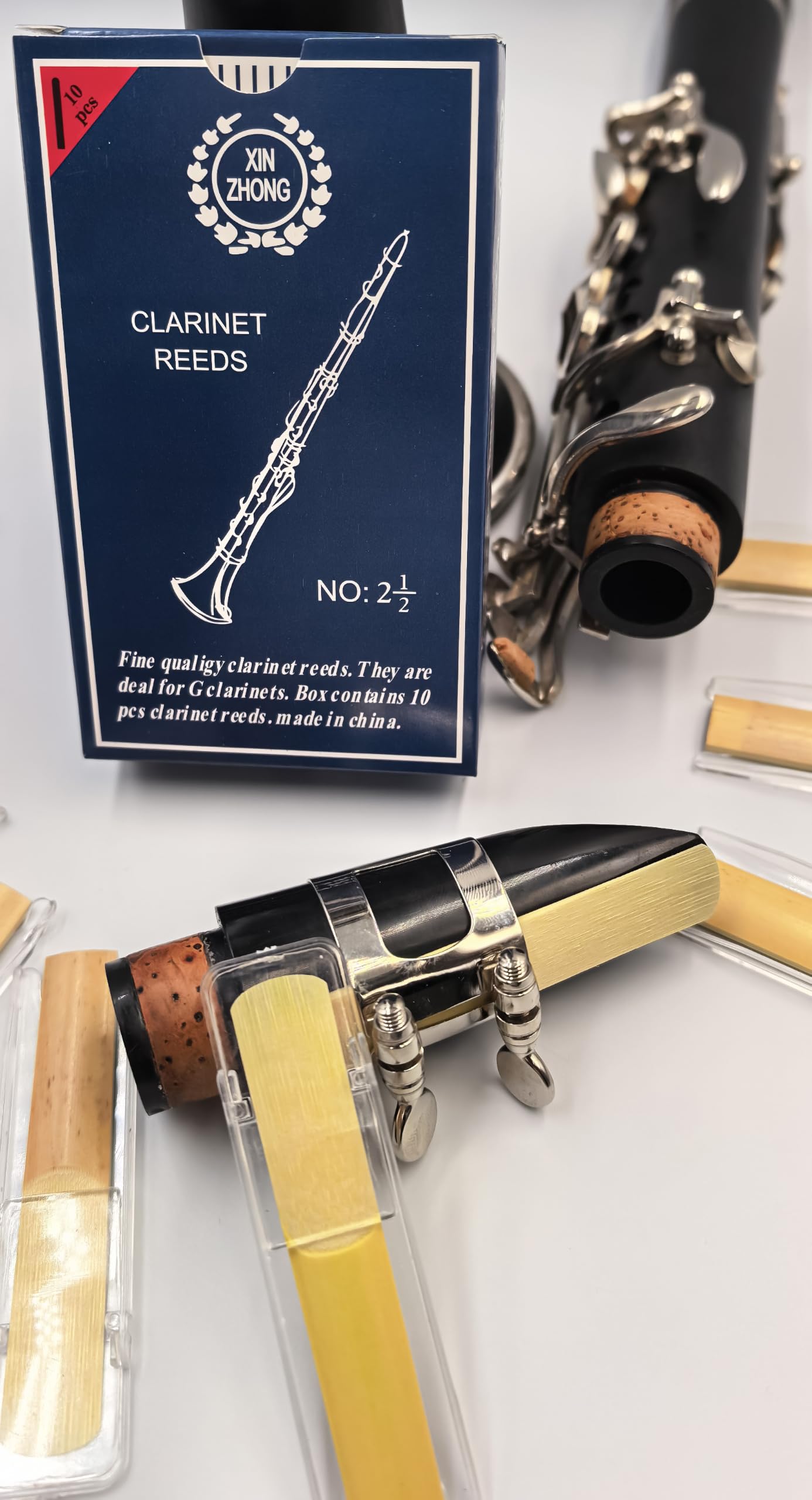 10PCS Clarinet Reeds for Clarinet Beginner and Intermediates Strength 2.5