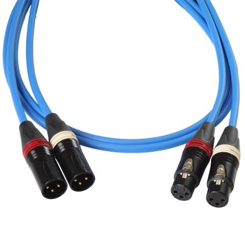 BJC Star Quad XLR Cables, Canare L-4E6S with Neutrik BXX-Series XLRs (Stereo Pair, Blue, 3 Foot)