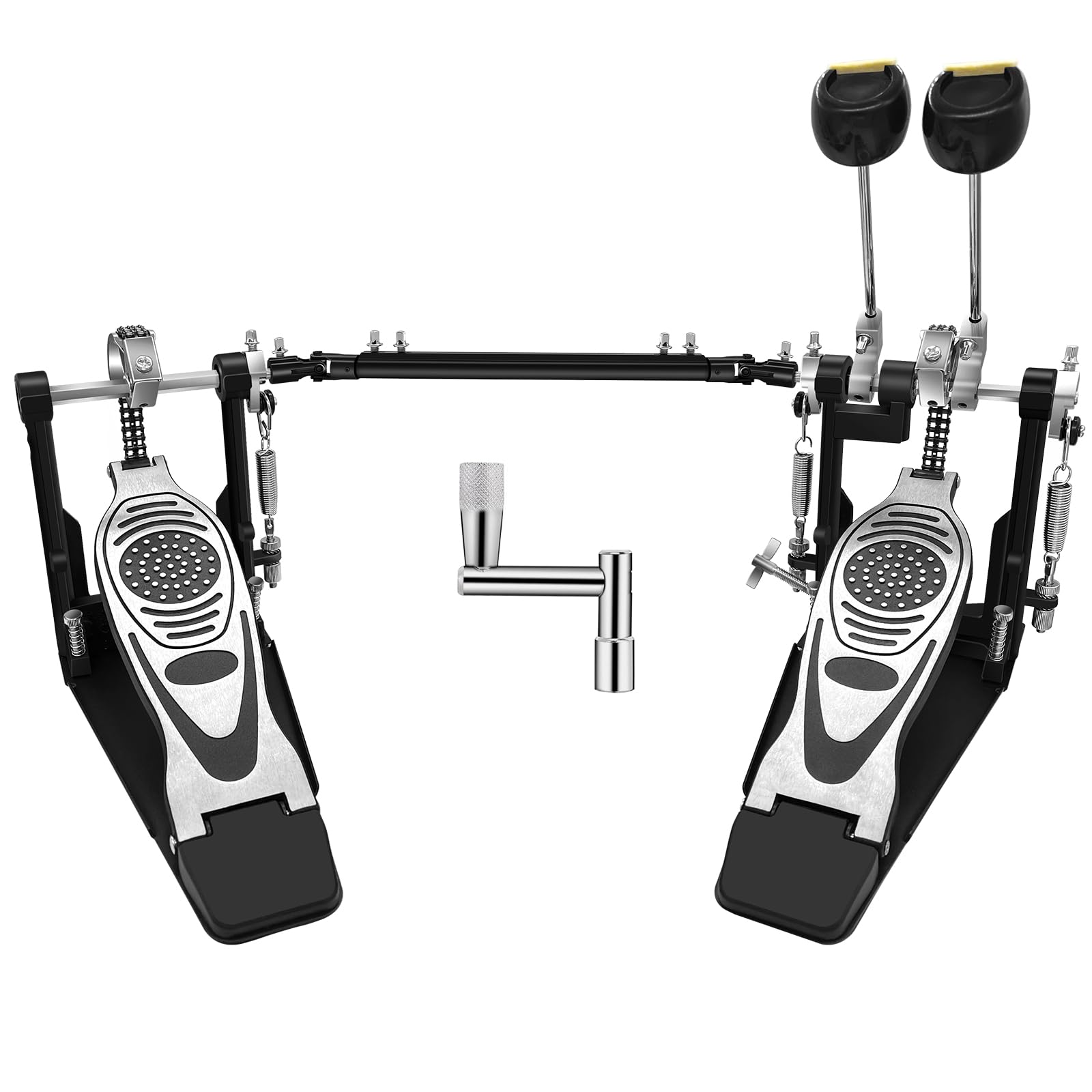 Double Bass Drum Pedal, Double Chain Drive Kick Pedal with Adjustable Beater