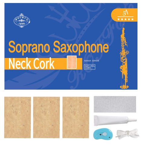 Soprano Saxophone Sax Joint Cork Replacement Kit, Saxophone Cork, Glue, Knife, Taping and Sandpaper