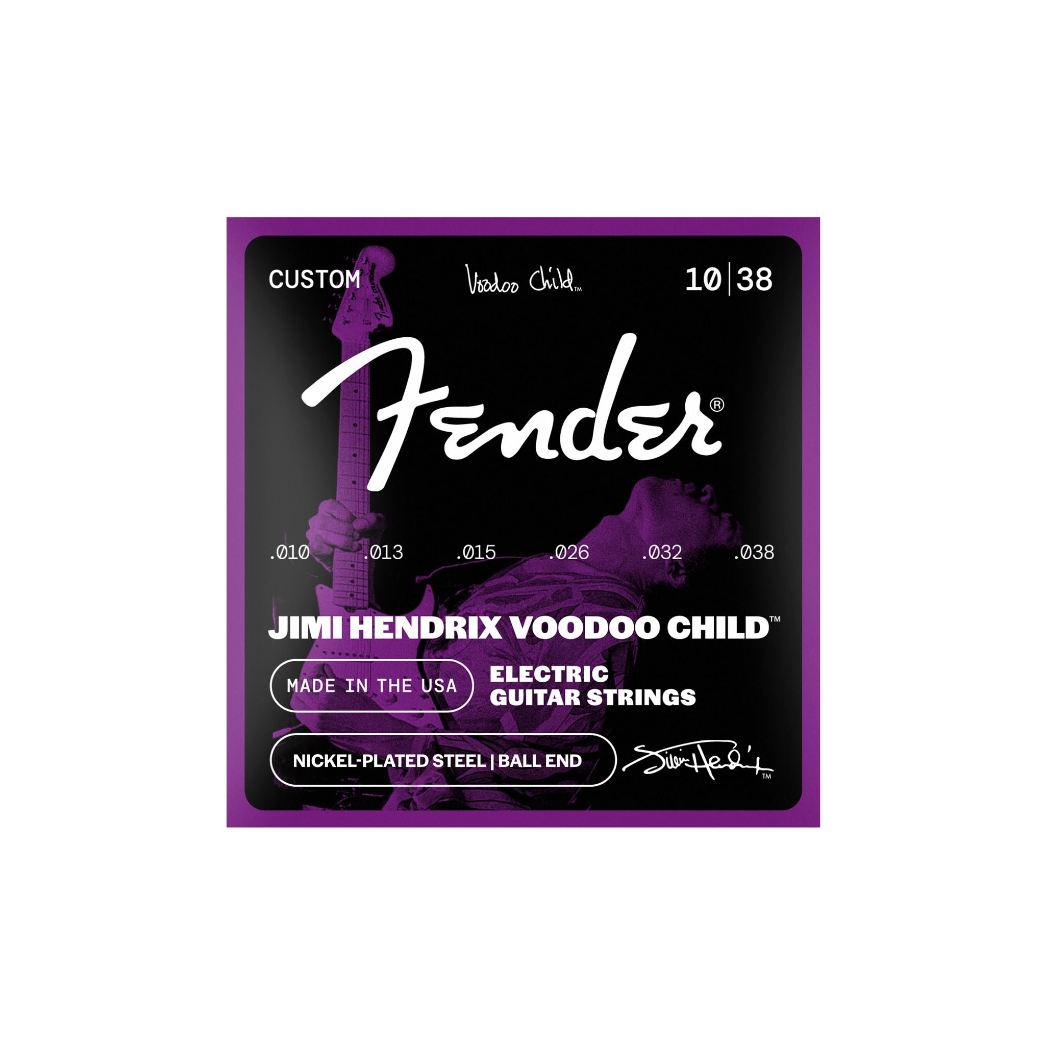 Fender Hendrix Voodoo Child Electric Guitar Strings, Nickel Plated Steel, Ball End .010-.038