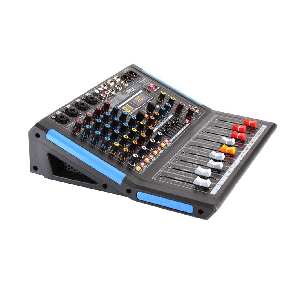 Pyle 4-Channel Bluetooth Studio Audio Mixer-DJ Sound Controller Interface with USB Drive for PC Recording Input, XLR Microphone Jack,48V Power,Input/Output for Professional and Beginners – PMXU46BT