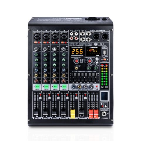 W IN-MIX 4 Channel Audio Mixer with Bluetooth, USB MP3 Player, 48V Phantom Power for Studio Recording, Live Performance, Karaoke, Podcast