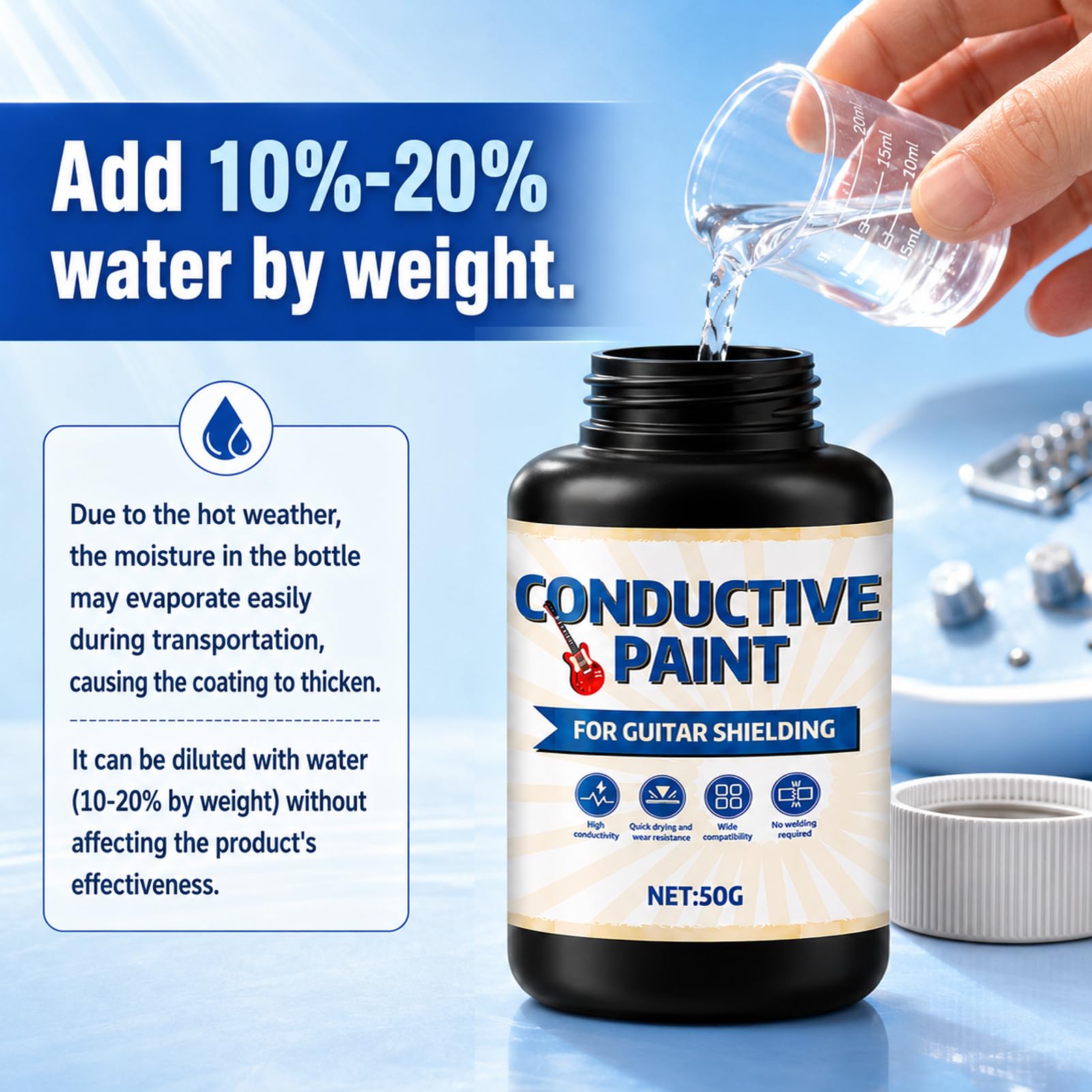 WANJAO Guitar Shielding Paint, Effectively Reduce Buzz&Radio Interference
