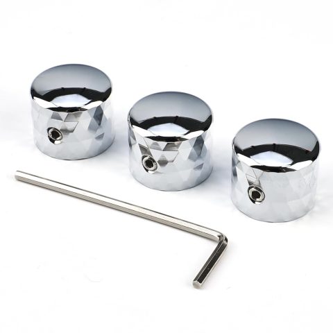 OVSAL 3Pcs Aluminum Alloy Electric Bass Guitar Knobs Speed Control 6.5mm（1/4″） Potentiometer Shaft Dome Metal Volume Tone Knobs for Electric Bass Guitar Replacement Parts (Chrome)