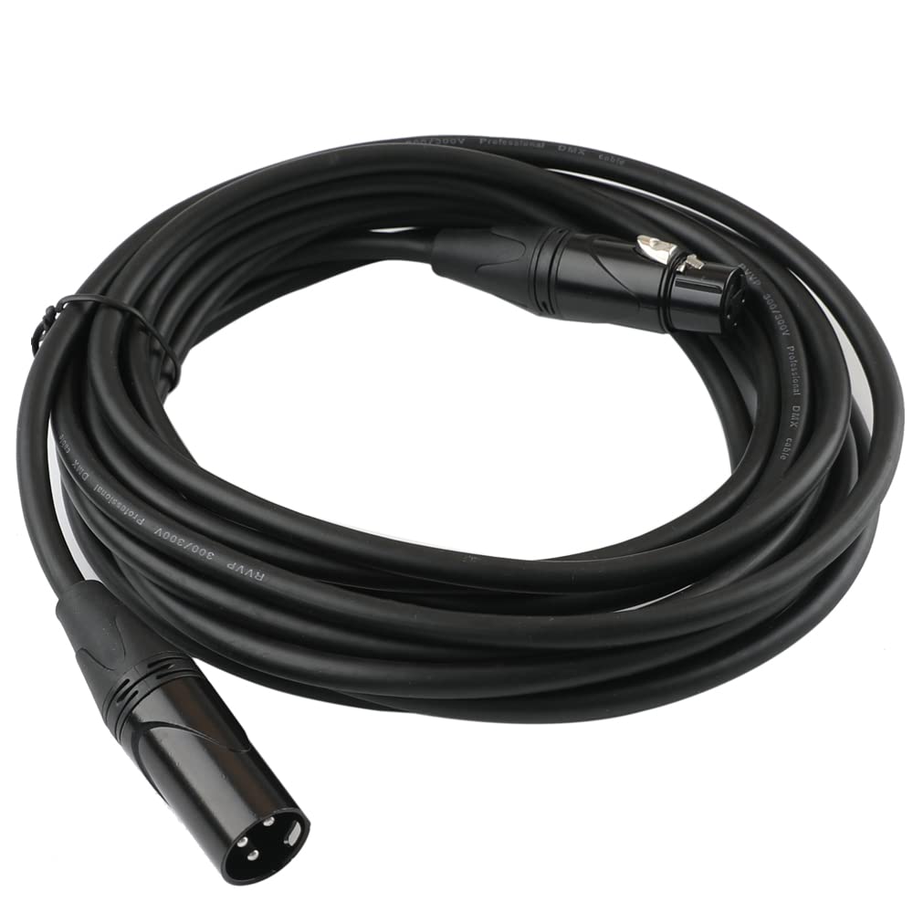 MFL. Flexible DMX Cable 15 ft 3 Pin Signal XLR Male to Female Cable Wire for Stage Lighting DJ Lights, 1 Pack