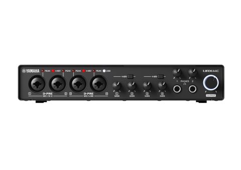 Yamaha 6-in/4-out USB-C Audio/MIDI Interface with 32-bit/192kHz Support, 4 combo and 2 Line Inputs, DSP-Powered Mixing/Effects, Steinberg Software Suite, Black URX44C