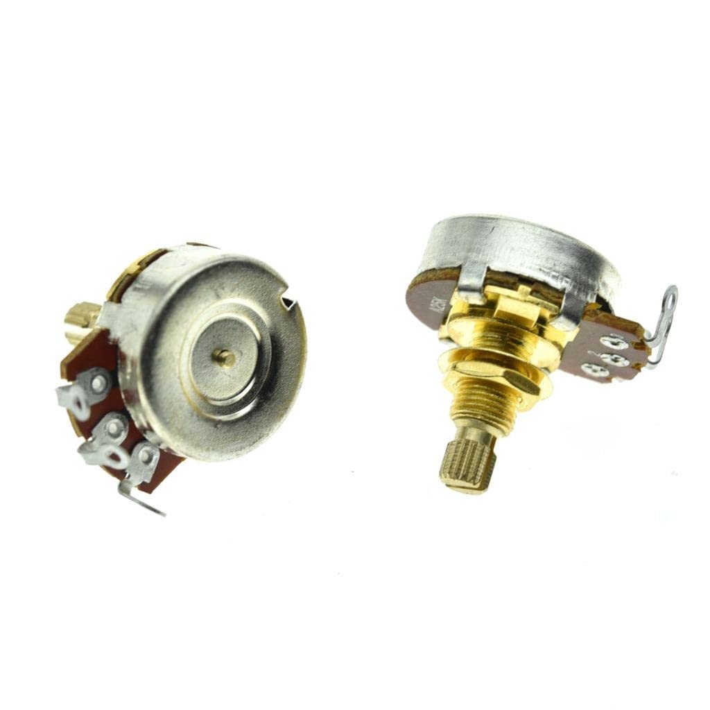 KAISH Pack of 2 Full Size Metric Guitar Bass Pots with 18mm Brass Shaft Audio Taper Potentiometers A25K