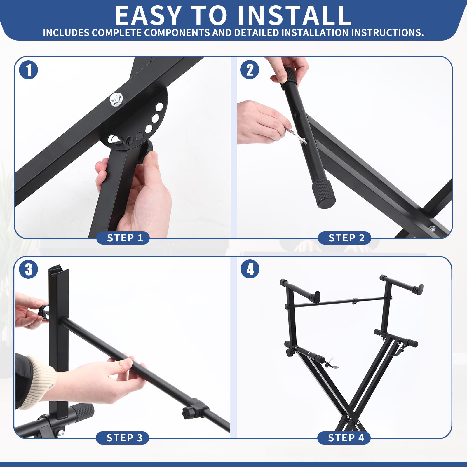 Fiada Double Keyboard Stand 2-Tier Adjustable, X-Style for 54/61/88 Key