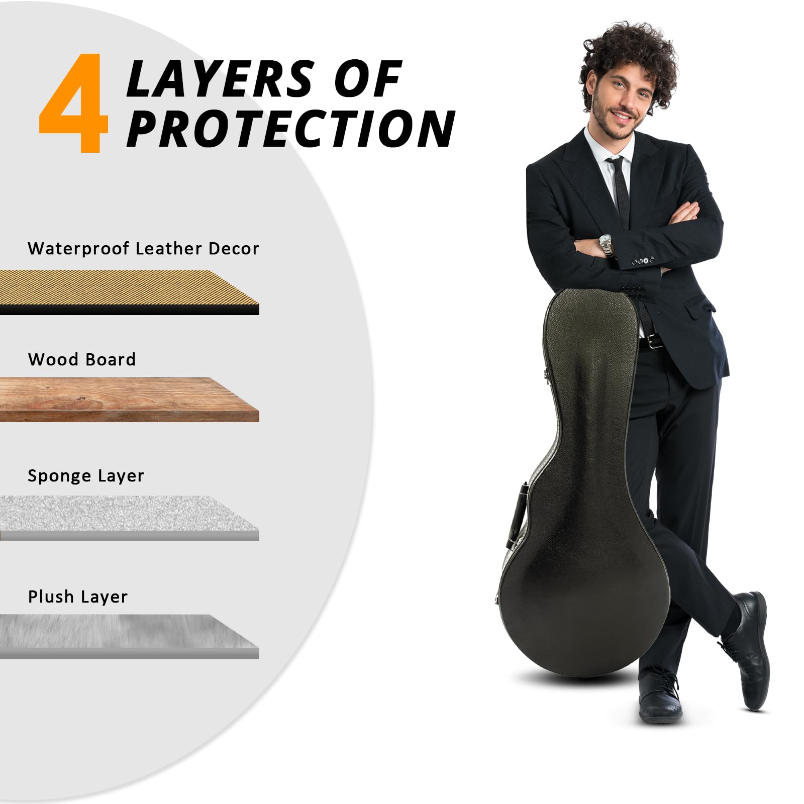 Ktaxon F-Style Mandolin Hard Case Deluxe Leather