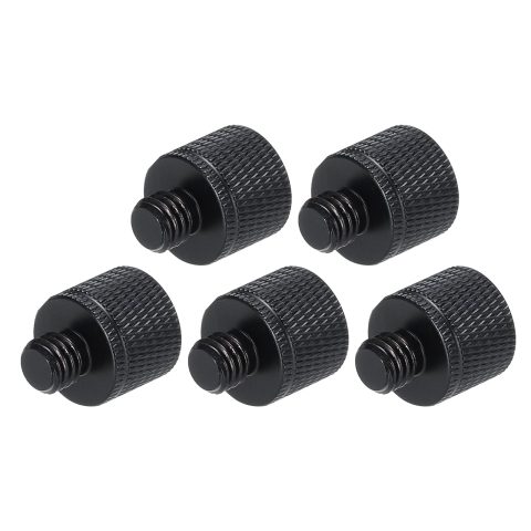 MECCANIXITY 5Pcs Mic Stand Adapter 1/4 Female to M8 Male Thread Screw Adapter Aluminum Alloy for Microphone Tripod Stand Mount, Black