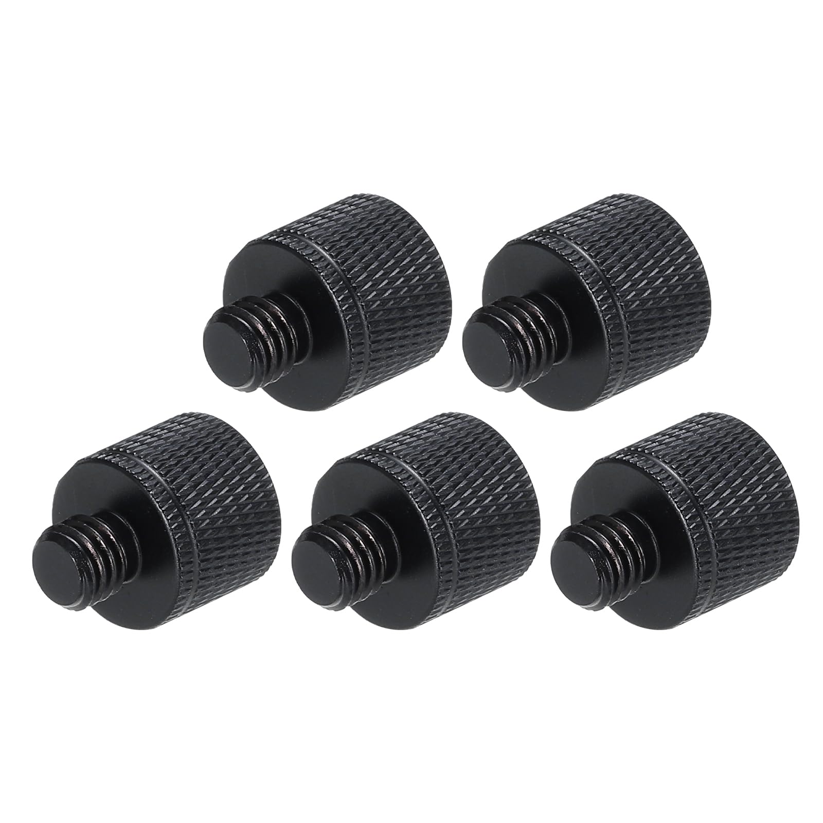 MECCANIXITY 5Pcs Mic Stand Adapter 1/4 Female to M8 Male Thread Screw Adapter Aluminum Alloy for Microphone Tripod Stand Mount, Black