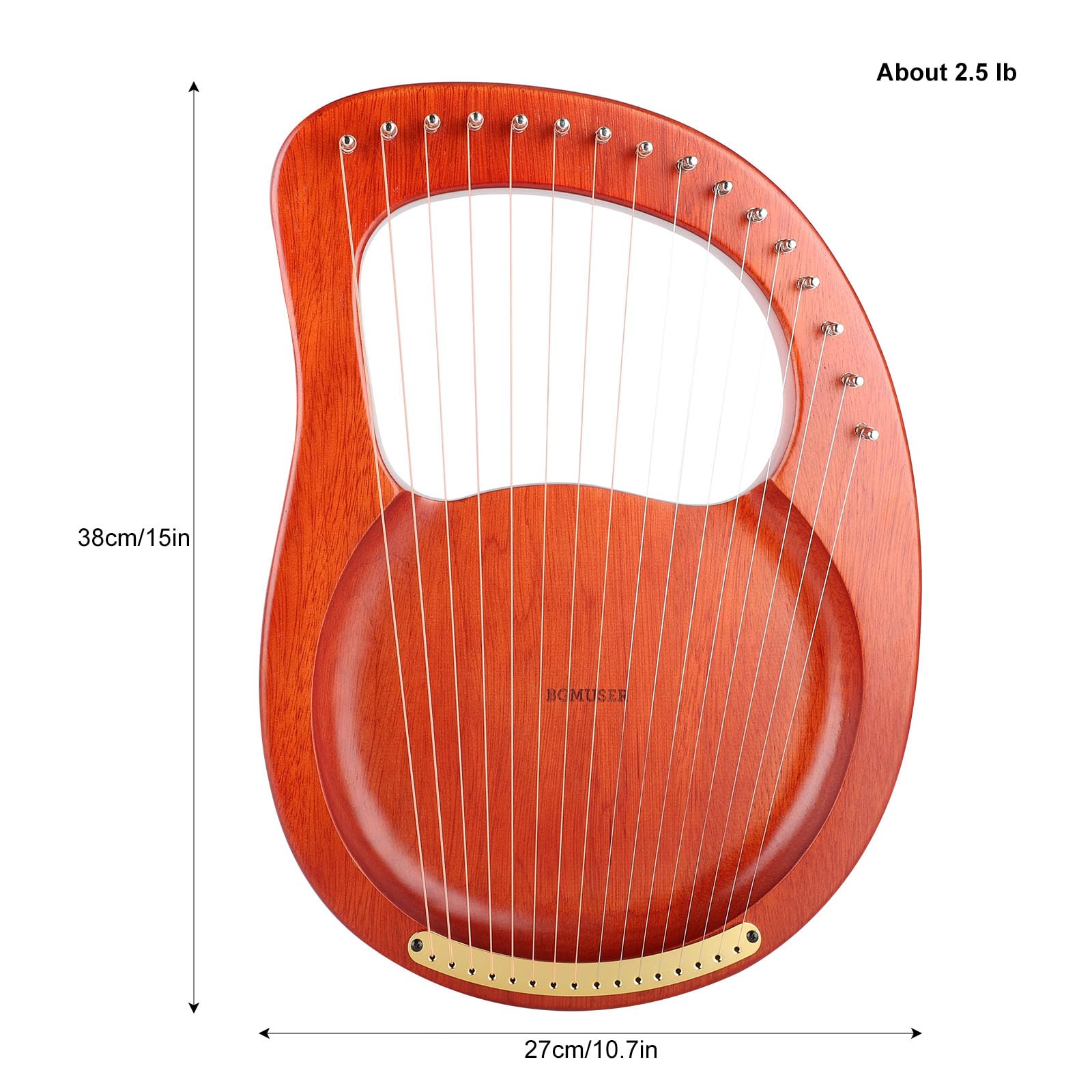 BGMUSER Lyre Harp 16 Strings Mini Harp Instrument Gift for Adult Beginner