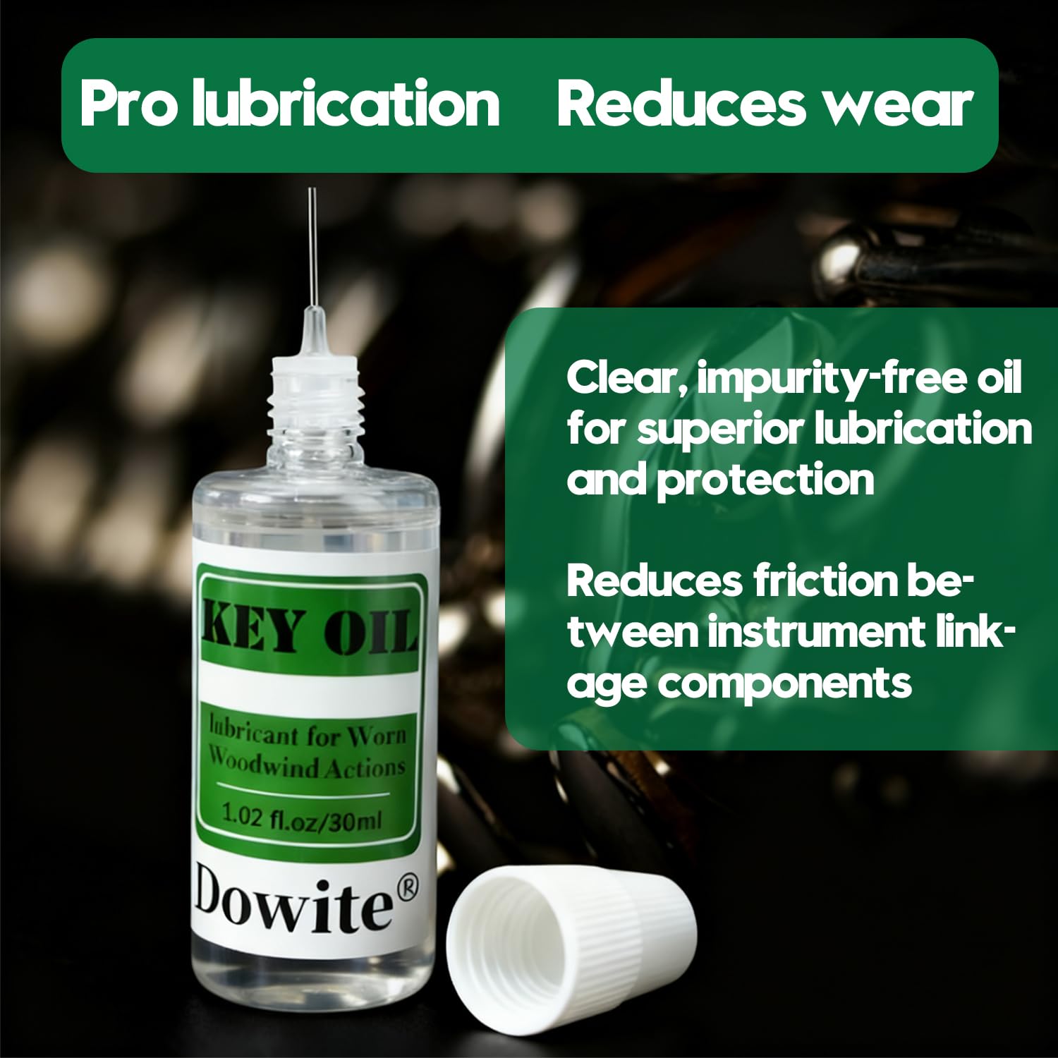 Dowite Synthetic Key Oil for Woodwind Instruments, 30ml (1.02oz) Professional Lubricant for Clarinets, Flutes & Saxophones, Anti-Stick & Long-Lasting Protection, Precision Dropper for Easy Maintenance