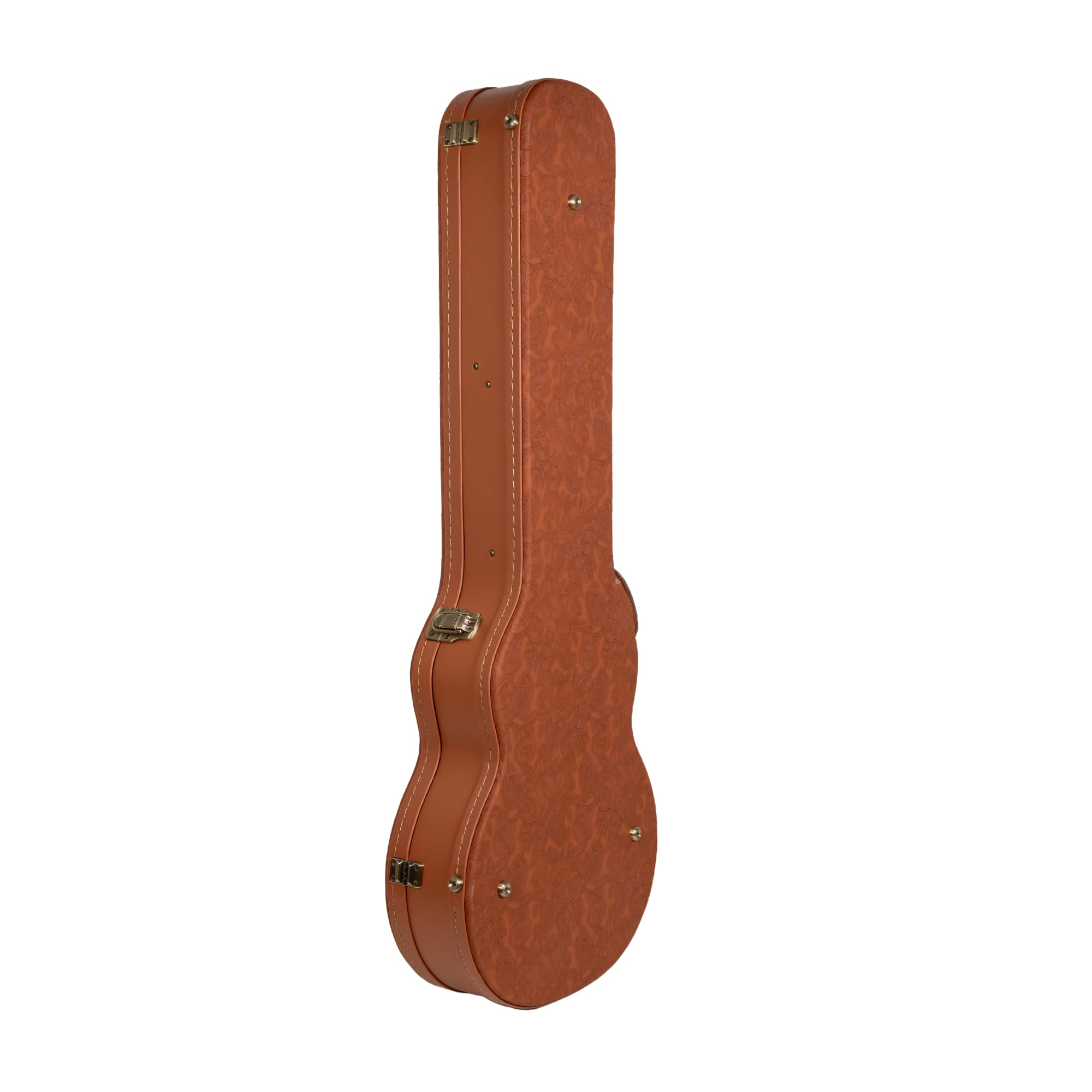 Crossrock Relief Series Les Paul Guitar Case for Single-Cut Electric Guitars | Carved Red Wood Finish, Ivory Plush Interior, Lock – Premium Wooden Hardshell