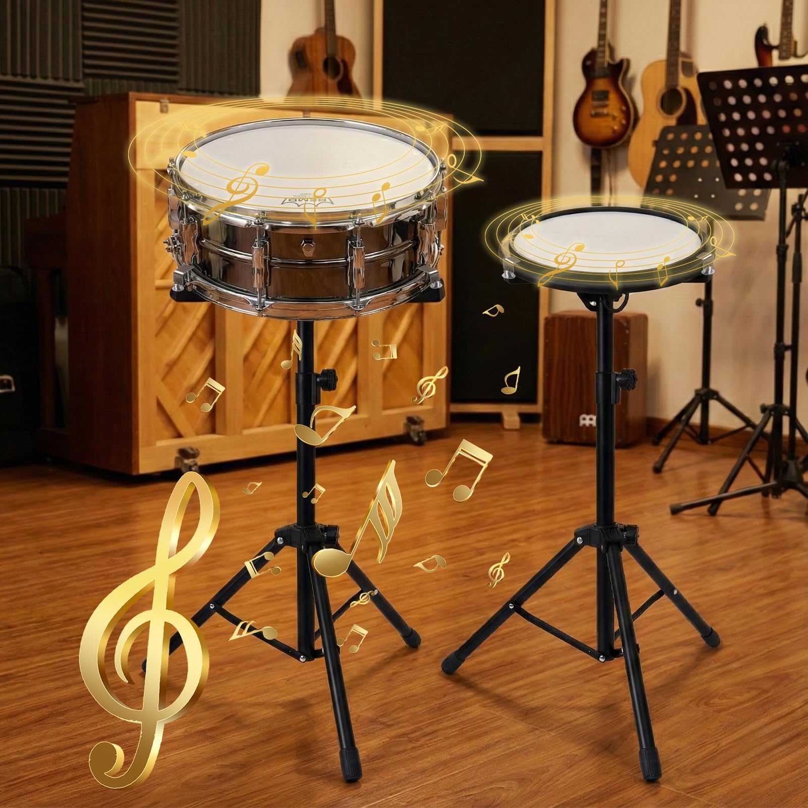 tipatyard Drum Pad Stand, Adjustable Angle Silent Drum Pad Stand,Fit for 10-12 Inch Drum Practice Pad, Height Range 22-36 Inches for Drum Beginners, Black