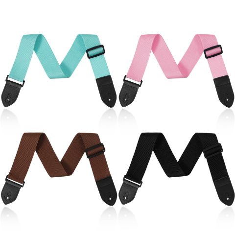Fiada 4 Pcs Guitar Straps Electric Bass Acoustic Cotton Guitar Straps Adjustable for Musical Instrument Gift(Multicolor,Solid Color Style)