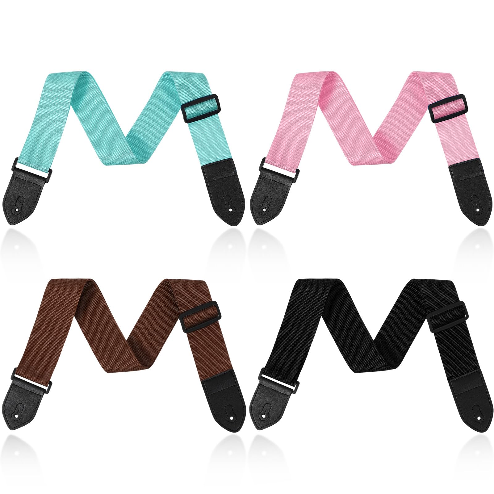 Fiada 4 Pcs Guitar Straps Electric Bass Acoustic Cotton Guitar Straps Adjustable for Musical Instrument Gift(Multicolor,Solid Color Style)