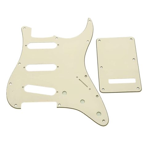 Dopro 11 Hole Strat SSS Pickguard ST Back Plate Trem Cover fits USA/Mexican Fender Strat Aged White 3 Ply