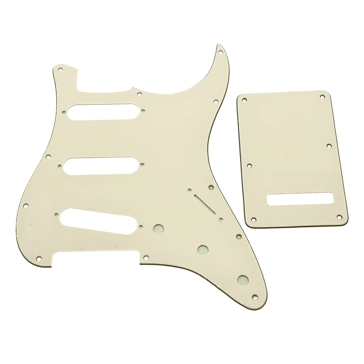 Dopro 11 Hole Strat SSS Pickguard ST Back Plate Trem Cover fits USA/Mexican Fender Strat Aged White 3 Ply